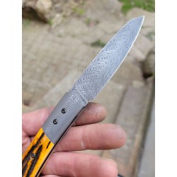 Couteau pliant damas os de chameau cerfé