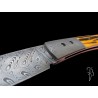 Couteau pliant damas os de chameau cerfé
