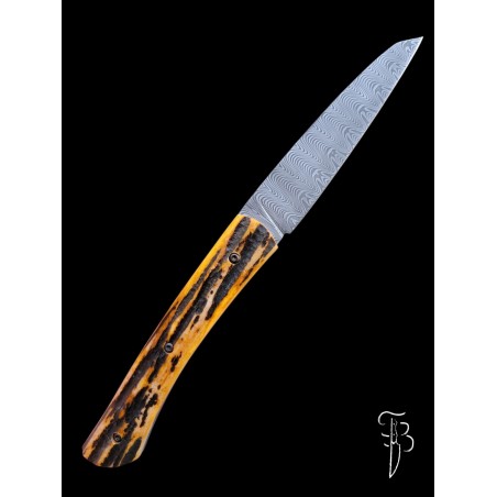 Couteau pliant damas os de chameau cerfé