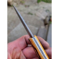 Couteau pliant damas os de chameau cerfé