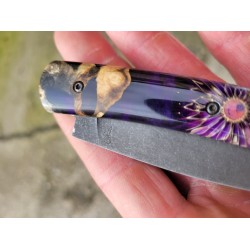 Couteau pliant loupe de pavier avec incrustation