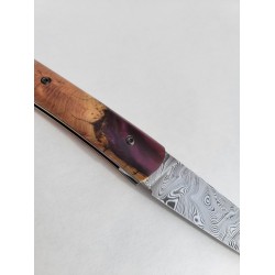 Couteau damas loupe de genévrier
